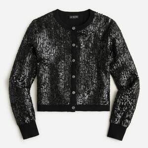 J.Crew Sequin Jackie Cardigan Sweater - L Black